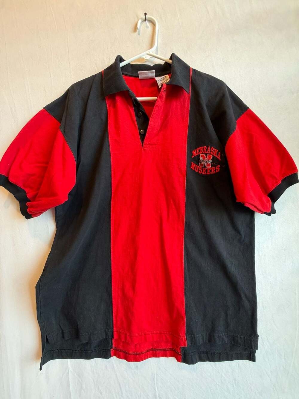 Vintage 1990s Pro Edge Nebraska Cornhuskers Color-Blocked Polo Shirt XL